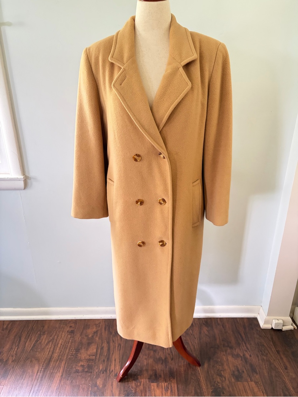 Vintage Camel Hair Marvin Richards Midi Maxi Long Trench Pea Coat